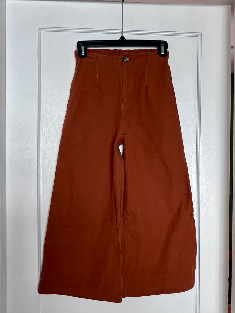 Good Luck Gem ladies Wide-Leg Cotton wide leg crop pants in Rust